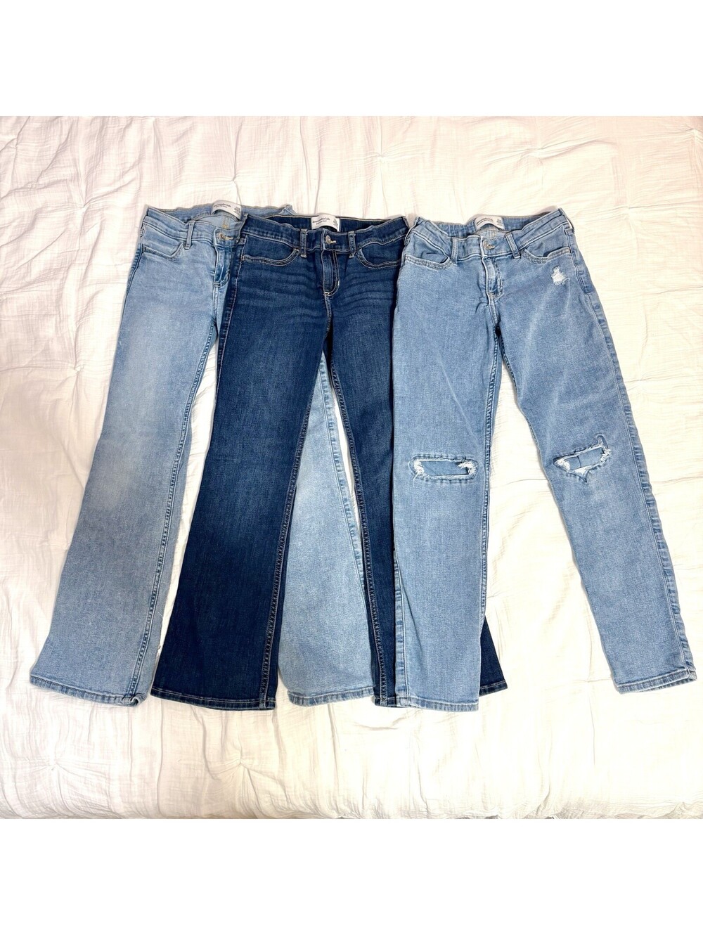 Abercrombie Kids Jeans Lot 3 Pairs Size 11/12 Regular Low Rise Boot & Skinny